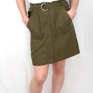 Olive Green Military Style Mini Skirt w/ Loop Belt
